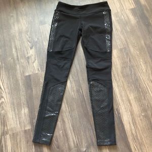 Black leggings with sassy mesh & accents